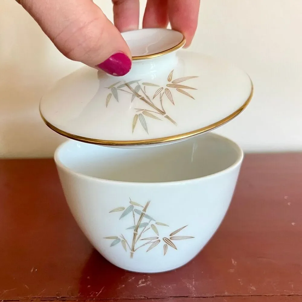 VTG Noritake China Oriental 6341 Bamboo Sugar Bowl Creamer Base Japan 1960s